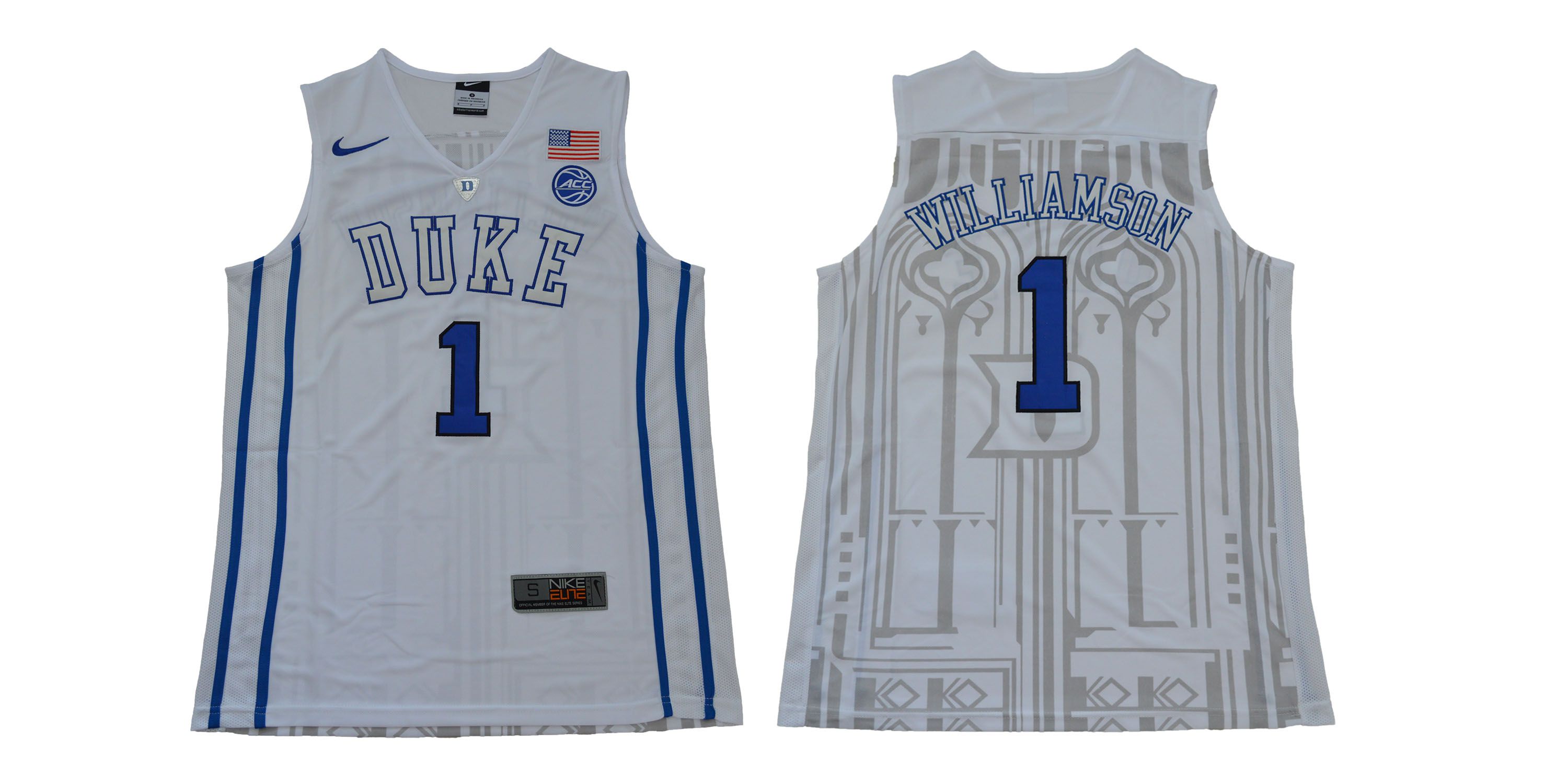 Men Duke Blue Devils 1 Williamson White NBA NCAA Jerseys